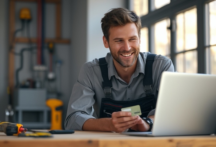 Electrician placing an order online